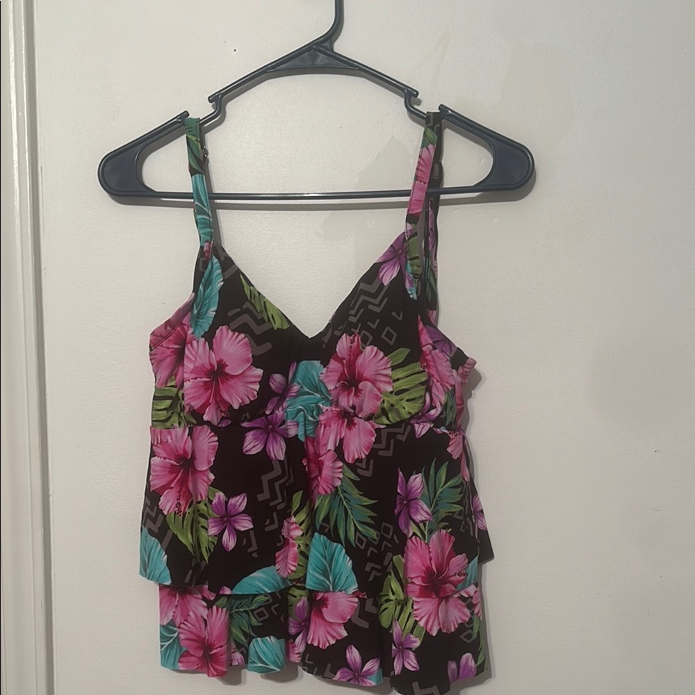 St. John's Bay Pink Blue Tiered Camisole Bikini